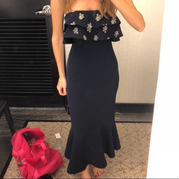 Cinq a Sept Eza Strapless Embroidered Ruffle Dress - Picture 3 of 8